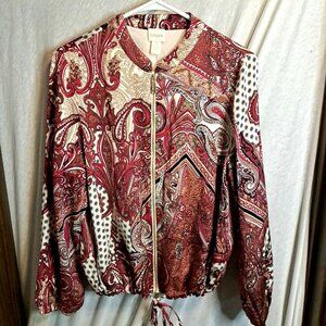 NWT WOMENS CHICOS PAISLEY PATTERNED BOMBER JACKET  SIZE 8 $129